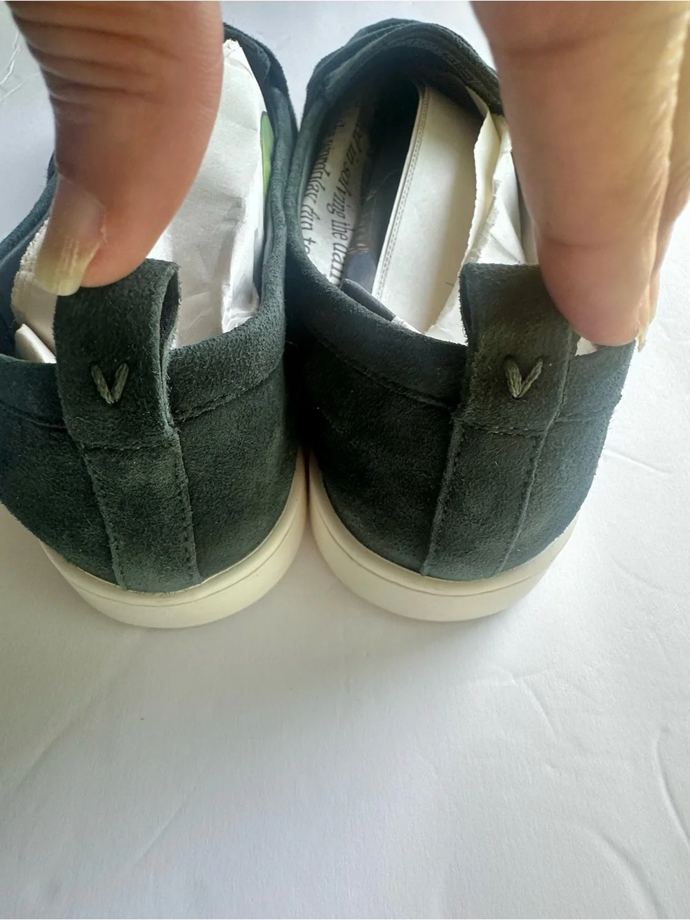 Vionic green blue Suede Slip-On Penny Loafers with White Sole Size 10.5